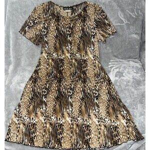 Sharade of California Vintage 80s Women 14 Dress Hi Low Leopard Stretch USA Made